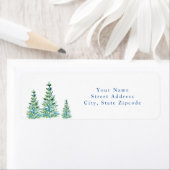 青い緑の水色の松の木 ラベル (インサイチュ)