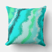 青い緑の水色の淡い汚れ クッション (正面)