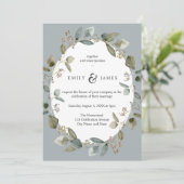 青い緑の水色の緑離れ色の結婚 招待状 (スタンド正面)