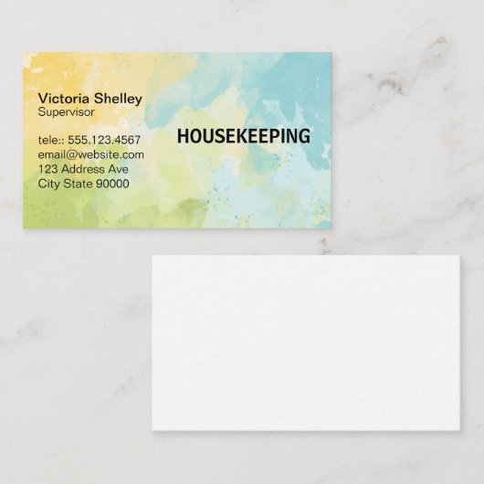 青い緑の水色の背景 名刺 (正面/裏面)