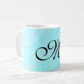 青い緑の水色モノグラム文字パステルを追加 コーヒーマグカップ (正面左)