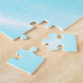 青い緑の水色モノグラム文字パステルを追加 ジグソーパズル (側面)