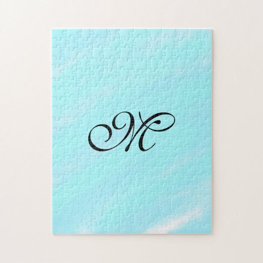 青い緑の水色モノグラム文字パステルを追加 ジグソーパズル (縦)
