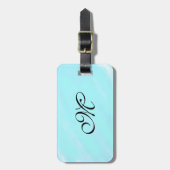 青い緑の水色モノグラム文字パステルを追加 ラゲッジタグ (正面縦)