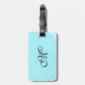 青い緑の水色モノグラム文字パステルを追加 ラゲッジタグ (裏面縦)