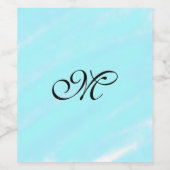 青い緑の水色モノグラム文字パステルを追加 ワインラベル (シングルラベル)