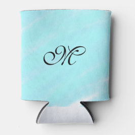 青い緑の水色モノグラム文字パステルを追加 缶クーラー