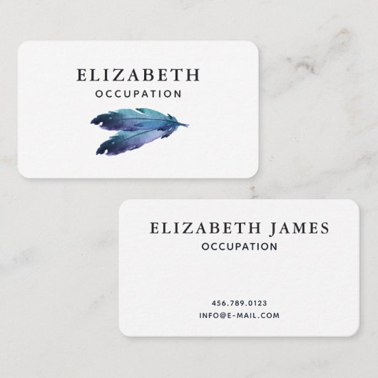 青い緑の水色2羽ミニマル 名刺 (正面/裏面)