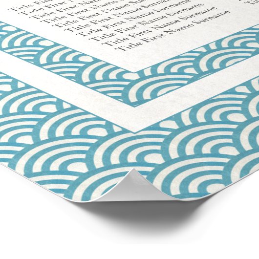 青い緑の波のパターン結婚の座席表 ポスター (角)