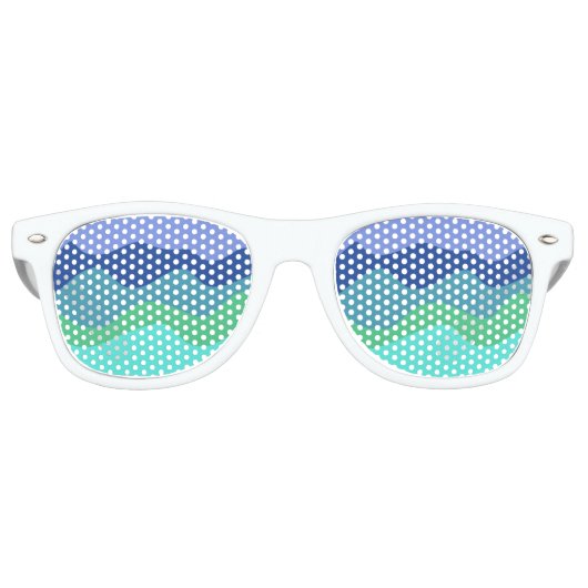 青い緑の波色のグラデーション レトロサングラス (正面)