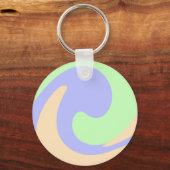 青い緑の流グラデーション体の大理石ボホのパタはっきりしたーン キーホルダー (裏面)