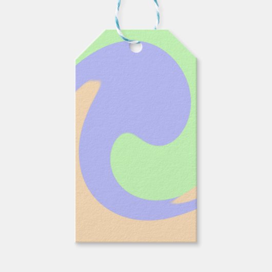 青い緑の流グラデーション体の大理石ボホのパタはっきりしたーン ギフトタグ (正面)