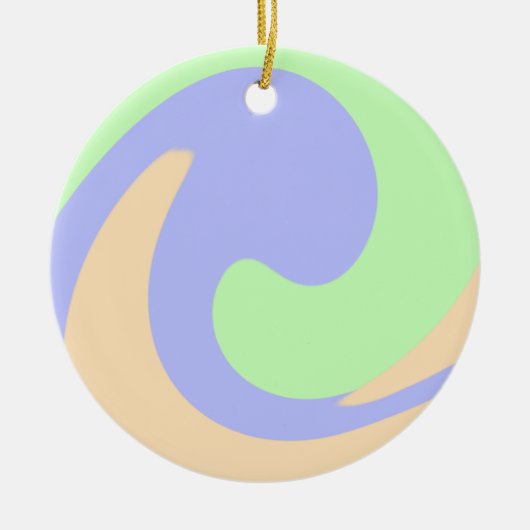 青い緑の流グラデーション体の大理石ボホのパタはっきりしたーン セラミックオーナメント (正面)
