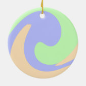 青い緑の流グラデーション体の大理石ボホのパタはっきりしたーン セラミックオーナメント (裏面)