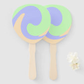 青い緑の流グラデーション体の大理石ボホのパタはっきりしたーン ハンドファン (正面&裏面)