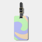 青い緑の流グラデーション体の大理石ボホのパタはっきりしたーン ラゲッジタグ (正面縦)