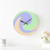 青い緑の流グラデーション体の大理石ボホのパタはっきりしたーン ラージ壁時計 (ホーム)