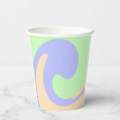 青い緑の流グラデーション体の大理石ボホのパタはっきりしたーン 紙コップ (裏面)