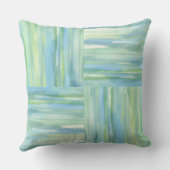 青い緑の海正方形の水色抽象芸術 クッション (裏面)