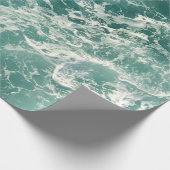 青い緑の海波のラッピング ラッピングペーパー (角)