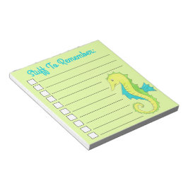 青い緑の海馬のリストを行う ノートパッド