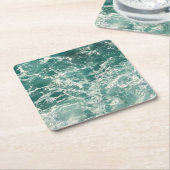 青い緑の海 スクエアペーパーコースター (アングル)