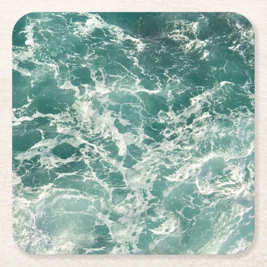 青い緑の海 スクエアペーパーコースター (正面)