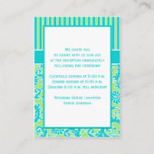 青い緑の白いストライプのダマスクのエンクロージャカード エンクロージャーカード (裏面)