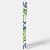 青い緑の白い抽象芸術ヴィンテージタイルパターン Case-Mate iPhoneケース (裏面 / 右)