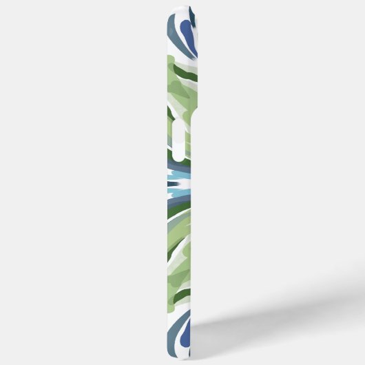 青い緑の白い抽象芸術ヴィンテージタイルパターン Case-Mate iPhoneケース (裏面 / 右)