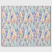 青い緑の白い金ゴールドツリーモダンクリスマス ラッピングペーパー (フラット)