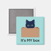 青い緑の箱の中にかわいい猫 マグネット (正面/裏面)