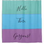 青い緑の紫で色を選択パーソナライズされた シャワーカーテン (正面)