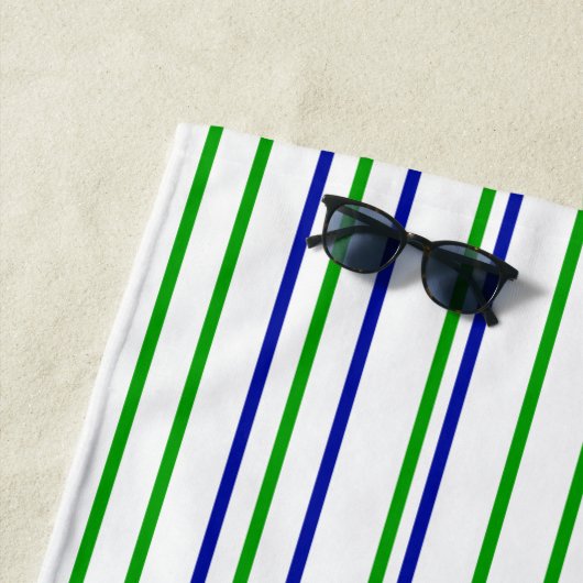 青い緑の紫ストライプのモダンカスタムt ビーチタオル (インサイチュ)