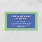 青い緑の色のブよくはしゃぐロック遊日付 コーリングカード (裏面)