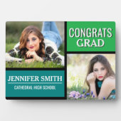 青い緑の色のブロックモダン写真の卒業 フォトプラーク (正面)