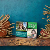 青い緑の色のブロックモダン写真の卒業 フォトプラーク (側面)