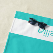 青い緑の花嫁の名前の書道エレガント ビーチタオル (インサイチュ)