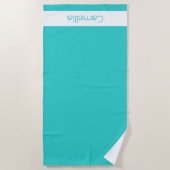 青い緑の花嫁の名前の書道エレガント ビーチタオル (正面)