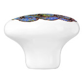 青い緑の花 セラミックノブ (側面)