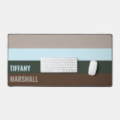 青い緑の茶色のストライプパターン名 デスクマット (キーボード&マウス)