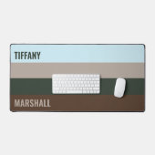 青い緑の茶色のストライプパターン名 デスクマット (キーボード&マウス)