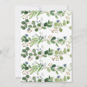 青い緑の葉ああ鹿の赤ちゃんシャワー招待状 招待状 (裏面)