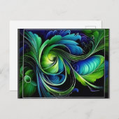 青い緑の葉の抽象芸術 ポストカード (正面/裏面)
