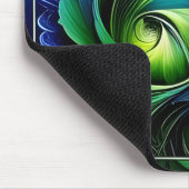 青い緑の葉の抽象芸術 マウスパッド (コーナー)