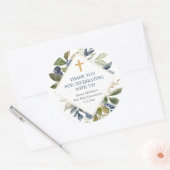 青い緑の葉の金ゴールド最初の共産主義バプテスマ ラウンドシール (封筒)