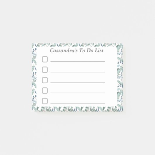 青い緑の葉の長方形を一覧表示する行揃え ポストイット (正面)