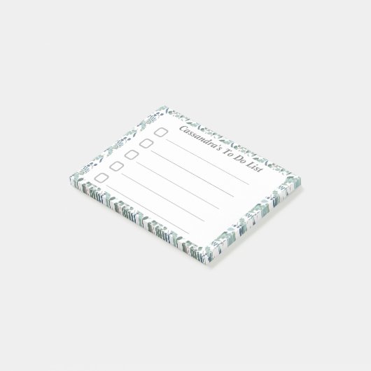 青い緑の葉の長方形を一覧表示する行揃え ポストイット (アングル)