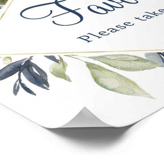 青い緑の葉金ゴールドの葉は看板を好む ポスター (角)