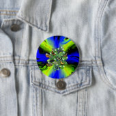 青い緑の虹の上に蝶の星とドロップ 缶バッジ (インサイチュ)